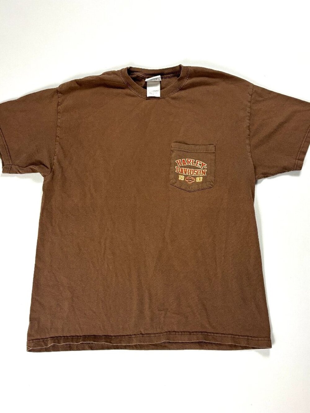 Harley Davidson Ketchikan Alaska 2007 Shirt Brown Sz M (Tag L) Pocket Motorcycle